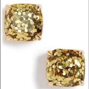 Kate Spade Small Square Studs in Gold Glitter